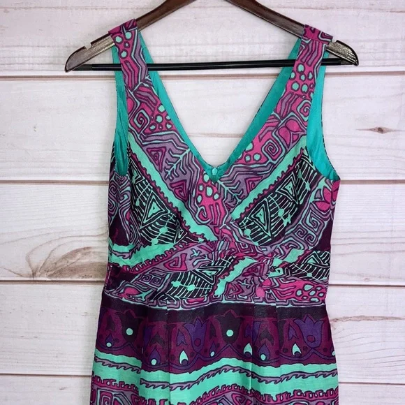 Nanette Lepore V Neck Silk & Linen Dress - Picture 3 of 10